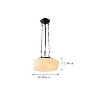 ZOWALA - Vintage Round Glass Pendant Light for Bedroom, White #size