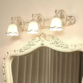 European Style Three-Light Floral White Vanity Light Zawala Image - 2