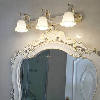European Style Three-Light Floral White Vanity Light Zawala Image - 3