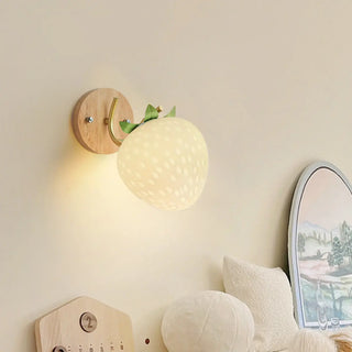 Beautiful Strawberry Shaped Wood Bedside Wall Sconce Zawala Image - 1