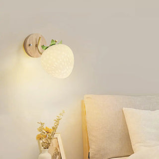 Beautiful Strawberry Shaped Wood Bedside Wall Sconce Zawala Image - 2