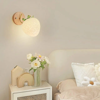 Beautiful Strawberry Shaped Wood Bedside Wall Sconce Zawala Image - 3