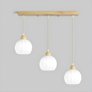 ZOWALA - Modern Glass Dome Walnut Pendant Light Image - 10