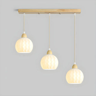 ZOWALA - Modern Glass Dome Walnut Pendant Light Image - 11