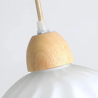 ZOWALA - Modern Glass Dome Walnut Pendant Light Image - 14