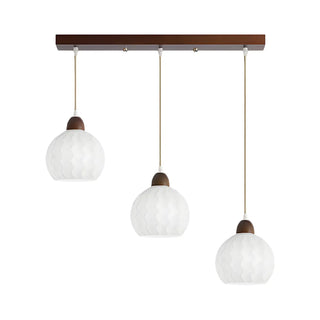 ZOWALA - Modern Glass Dome Walnut Pendant Light Image - 16