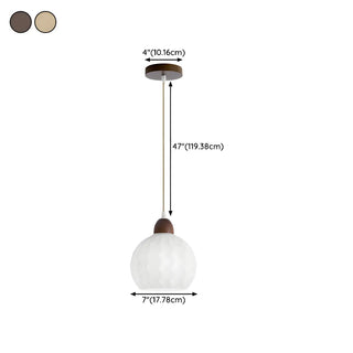 ZOWALA - Modern Glass Dome Walnut Pendant Light #size
