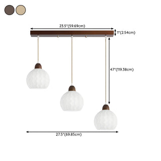 ZOWALA - Modern Glass Dome Walnut Pendant Light Image - 18