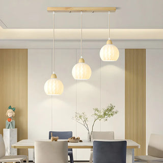 ZOWALA - Modern Glass Dome Walnut Pendant Light Image - 2