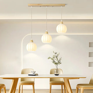 ZOWALA - Modern Glass Dome Walnut Pendant Light Image - 4