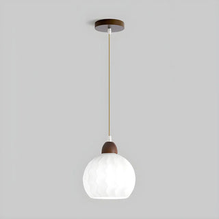 ZOWALA - Modern Glass Dome Walnut Pendant Light Image - 6