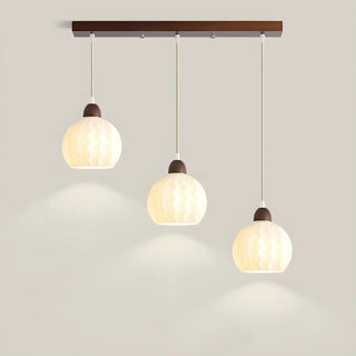 ZOWALA - Modern Glass Dome Walnut Pendant Light Image - 7