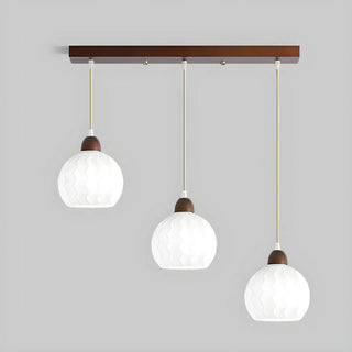 ZOWALA - Modern Glass Dome Walnut Pendant Light Image - 8