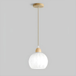 ZOWALA - Modern Glass Dome Walnut Pendant Light Image - 9