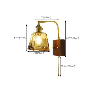 Amber Glass Walnut Wood Bell Pull String Wall Sconce Zawala Image - 12