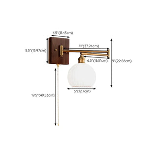 ZOWALA - Nordic Swing Arm Cone Ceramic Bedroom Walnut Wall Light Image - 18