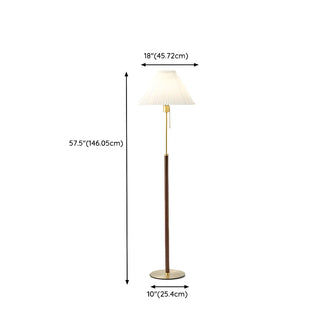 Pleated Shade Walnut Metal LED Modern Floor Lamp Zawala #size