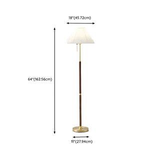 Pleated Shade Walnut Metal LED Modern Floor Lamp Zawala Image - 14