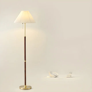 Pleated Shade Walnut Metal LED Modern Floor Lamp Zawala Image - 4