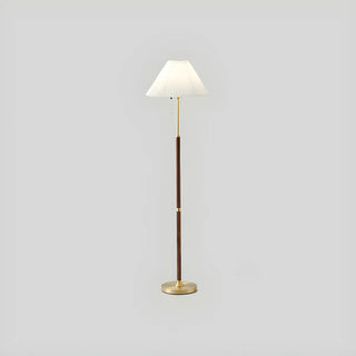 Pleated Shade Walnut Metal LED Modern Floor Lamp Zawala Image - 6