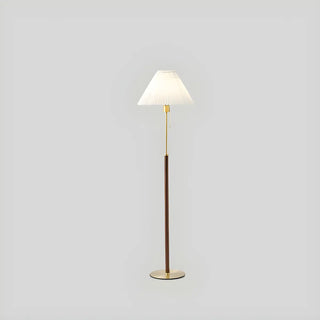Pleated Shade Walnut Metal LED Modern Floor Lamp Zawala Image - 7