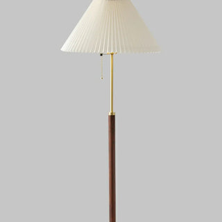 Pleated Shade Walnut Metal LED Modern Floor Lamp Zawala Image - 8