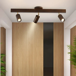 Wood Track Adjustable Semi-Flush Mount Lamp 5-Spotlight Zawala Image - 1