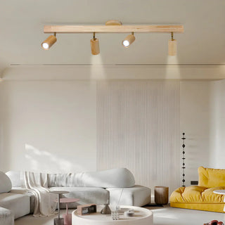 Wood Track Adjustable Semi-Flush Mount Lamp 5-Spotlight Zawala Image - 2