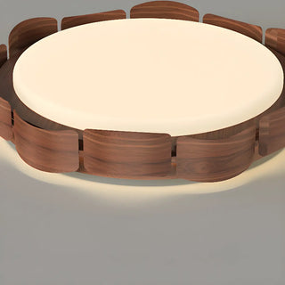 ZOWALA - Walnut Metal Petal Round LED Flush Mount Light Image - 12