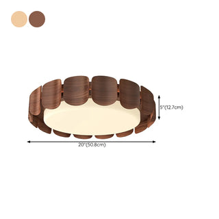 ZOWALA - Walnut Metal Petal Round LED Flush Mount Light #size