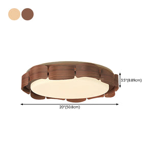 ZOWALA - Walnut Metal Petal Round LED Flush Mount Light Image - 15