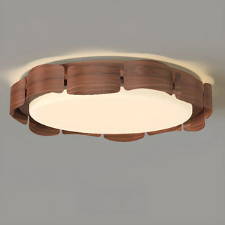 ZOWALA - Walnut Metal Petal Round LED Flush Mount Light Image - 7