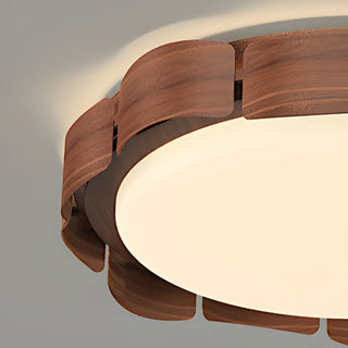 ZOWALA - Walnut Metal Petal Round LED Flush Mount Light Image - 8