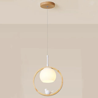 Modern Dining Room Walnut Circular Bird Pendant Light Zawala Image - 5