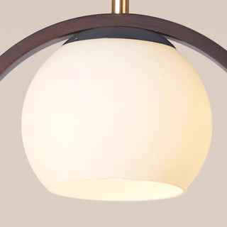 Modern Dining Room Walnut Circular Bird Pendant Light Zawala Image - 9