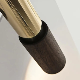 ZOWALA - Modern Walnut Solid Wood Bedroom Cylinder Pendant Light Image - 4
