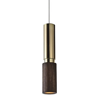 ZOWALA - Modern Walnut Solid Wood Bedroom Cylinder Pendant Light Image - 8