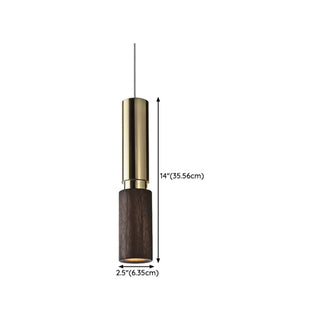 ZOWALA - Modern Walnut Solid Wood Bedroom Cylinder Pendant Light #size