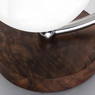 Walnut Wood Drum White Frosted Glass Wall Sconce Zawala Image - 8