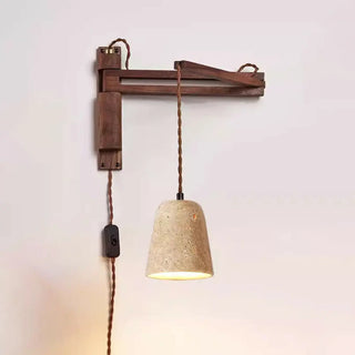 Industrial Walnut Wood Dome Swing Arm Wall Sconce Zawala Image - 11
