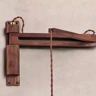 Industrial Walnut Wood Dome Swing Arm Wall Sconce Zawala Image - 12