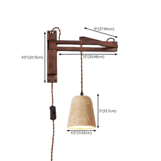 Industrial Walnut Wood Dome Swing Arm Wall Sconce Zawala Image - 16
