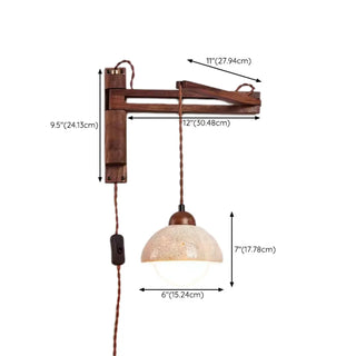 Industrial Walnut Wood Dome Swing Arm Wall Sconce Zawala Image - 17