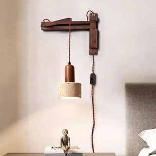 Industrial Walnut Wood Dome Swing Arm Wall Sconce Zawala Image - 2