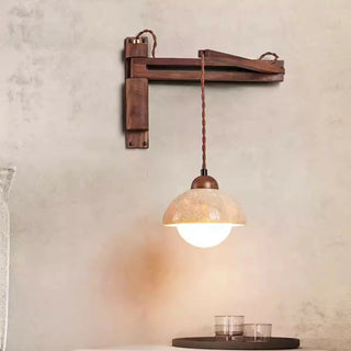 Industrial Walnut Wood Dome Swing Arm Wall Sconce Zawala Image - 3