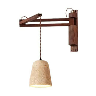 Industrial Walnut Wood Dome Swing Arm Wall Sconce Zawala Image - 4