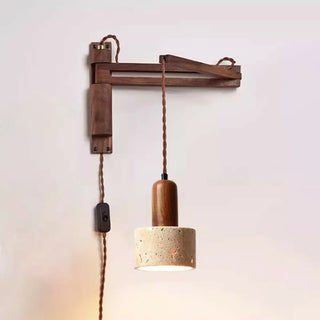 Industrial Walnut Wood Dome Swing Arm Wall Sconce Zawala Image - 8