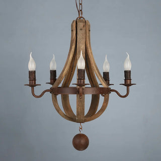 ZOWALA - Walnut Wood Candle Chain Empire Chandelier Image - 10
