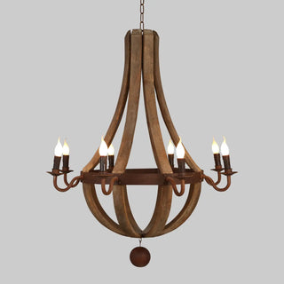 ZOWALA - Walnut Wood Candle Chain Empire Chandelier Image - 11