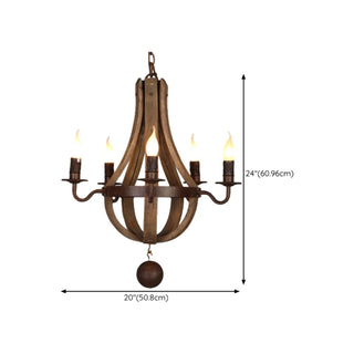 ZOWALA - Walnut Wood Candle Chain Empire Chandelier #size